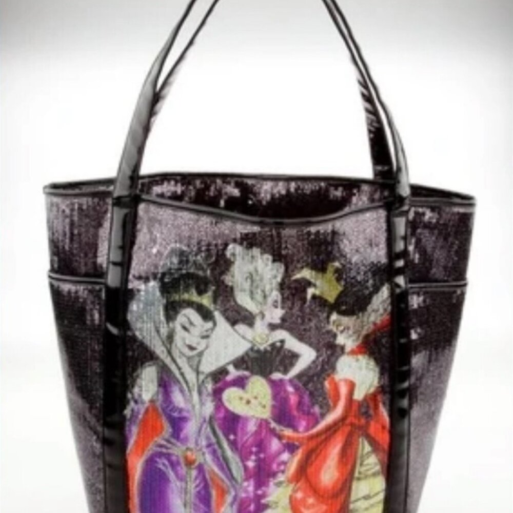 Disney Designer Villains Large Sequin Tote Bag Ursula Evil Queen of Hearts HTF - Picture 2 of 5